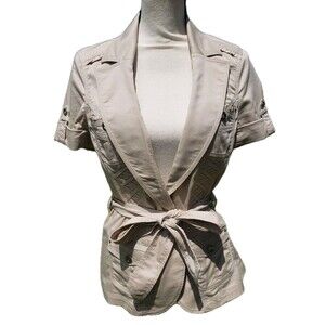 Womens White House Black Market Short Slve Beige Jacket Corset Fitted CUTE! Sz 8